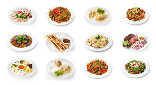 istock Collage of restaurant dishes isolated on white 953474794