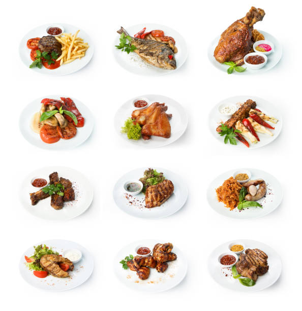 istock Collage of restaurant dishes isolated on white 953475120