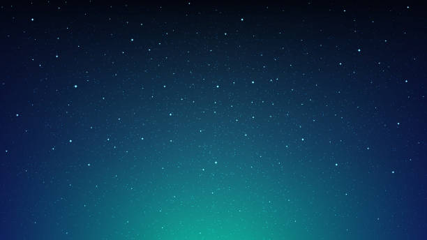 ночное сияние звездное небо, голубой космический фон со звездами, космос - ночь stock illustrations