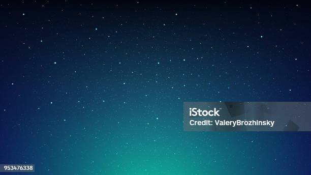 Night Shining Starry Sky Blue Space Background With Stars Cosmos Stock Illustration - Download Image Now