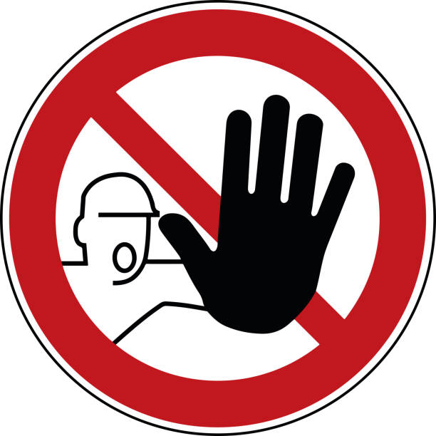 kein hausfriedensbruch zeichen - hausfriedensbruch verboten symbol - stop piktogramm - warning symbol stock-grafiken, -clipart, -cartoons und -symbole