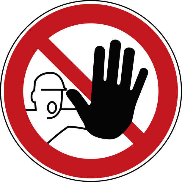 stockillustraties, clipart, cartoons en iconen met geen overtreding teken - trespassing verboden symbool - stop pictogram - verboden symbool
