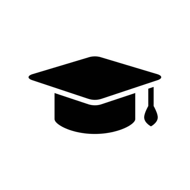 Education icon Black education icon isolated on white background graduation gown illustrations stock illustrations