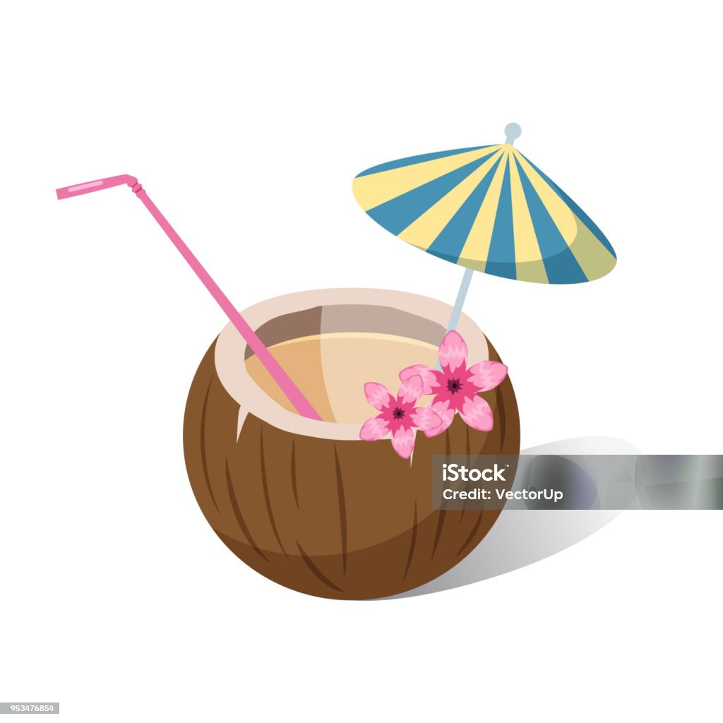 Nuestra compañía apetito Sympton Ilustración de Aloha Coctel Con Pajitas De Colores Y Paraguas En Selva  Tropical Coco Hojas Estilo De Dibujos Animados Vector Aislado y más  Vectores Libres de Derechos de Alimento - iStock