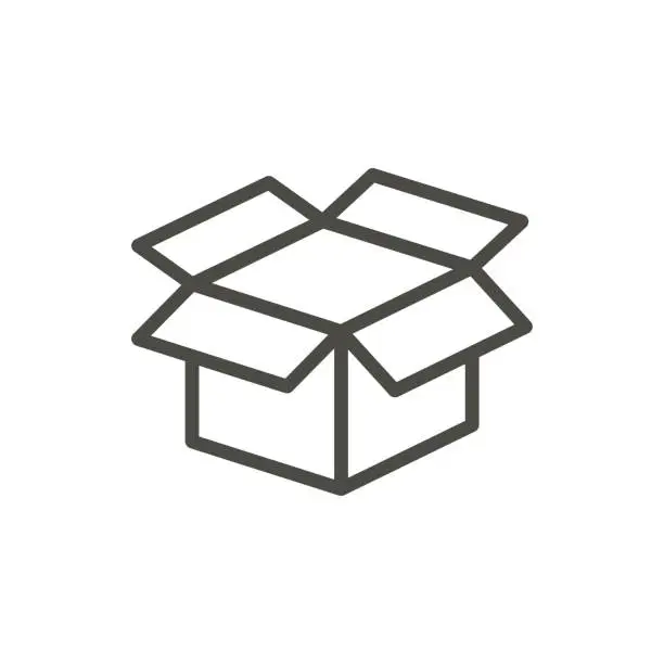 Vector illustration of Open box icon vector. Line package symbol.