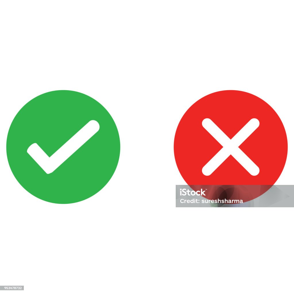 Check mark and wrong mark round icon Check Mark stock vector