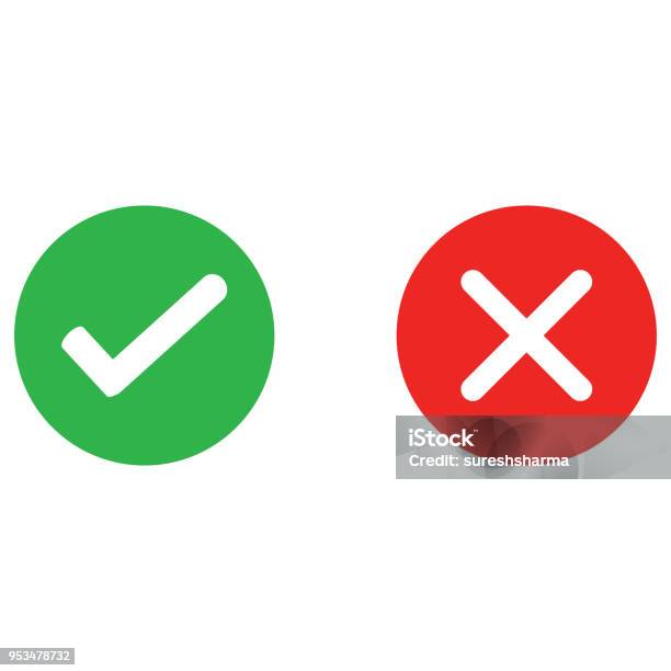 Check Mark And Wrong Mark Round Icon Stock Illustration - Download Image Now - Check Mark, Deutsche Mark Sign, Checking - Sports