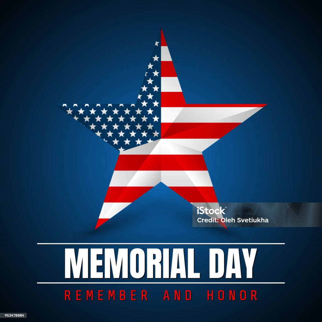 Memorial Day with star in national flag colors Memorial Day with star in national flag colors. War Memorial Holiday stock vector