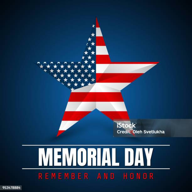 Memorial Day With Star In National Flag Colors Stock Illustration - Download Image Now - War Memorial Holiday, US Memorial Day, Icon Symbol