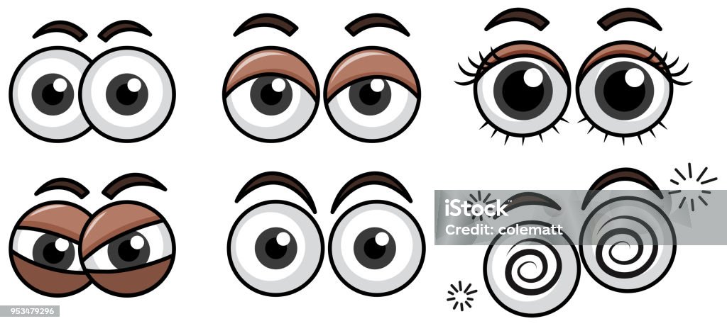 Six différents yeux Expression sur fond blanc - clipart vectoriel de Oeil libre de droits