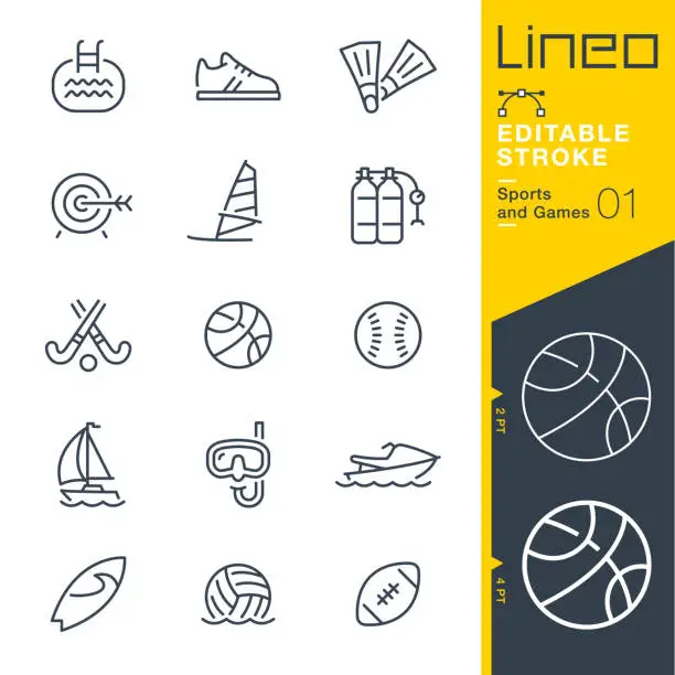 Vector illustration of Lineo Editable Stroke - Sports and Games line icons