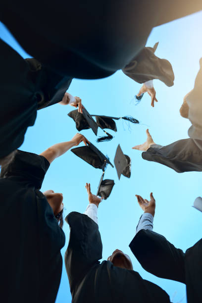 Part of a Series: group of college students  graduation day.