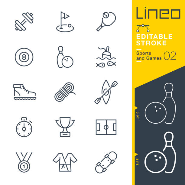 Lineo Editable Stroke - Sports and Games line icons Vector Icons - Adjust stroke weight - Expand to any size - Change to any colour dumbbell stock illustrations