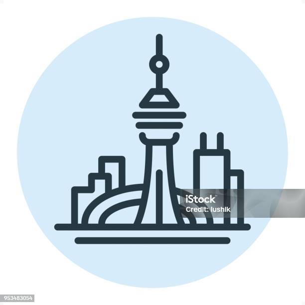 Toronto Skyline Pixel Perfect Single Line Icon Stock Illustration - Download Image Now - Toronto, Icon Symbol, Line Icon