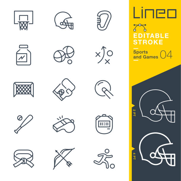 lineo 편집 가능한 뇌졸중-스포츠와 게임 라인 아이콘 - 드리블 스포츠 stock illustrations