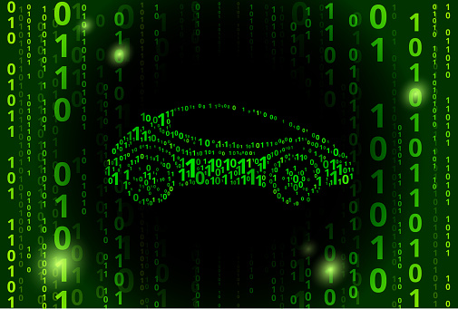 Futuristic Car Binary Code Vector Pattern Background Stock Illustration ...
