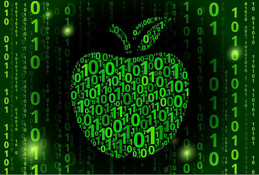 School Apple Binary Code Vector Pattern Background Stock Illustration ...