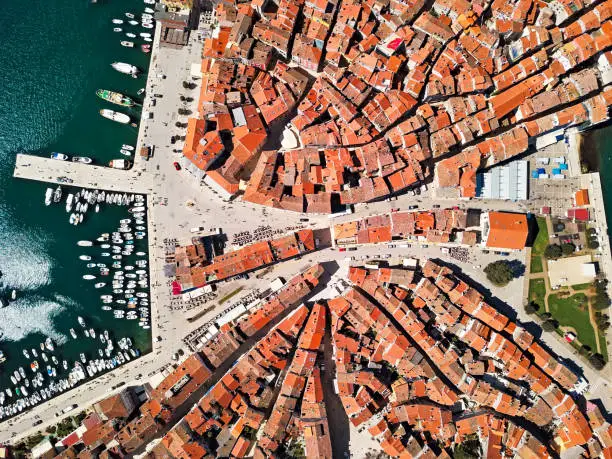 Aerial view of Rovinj, Istria, Croatia.