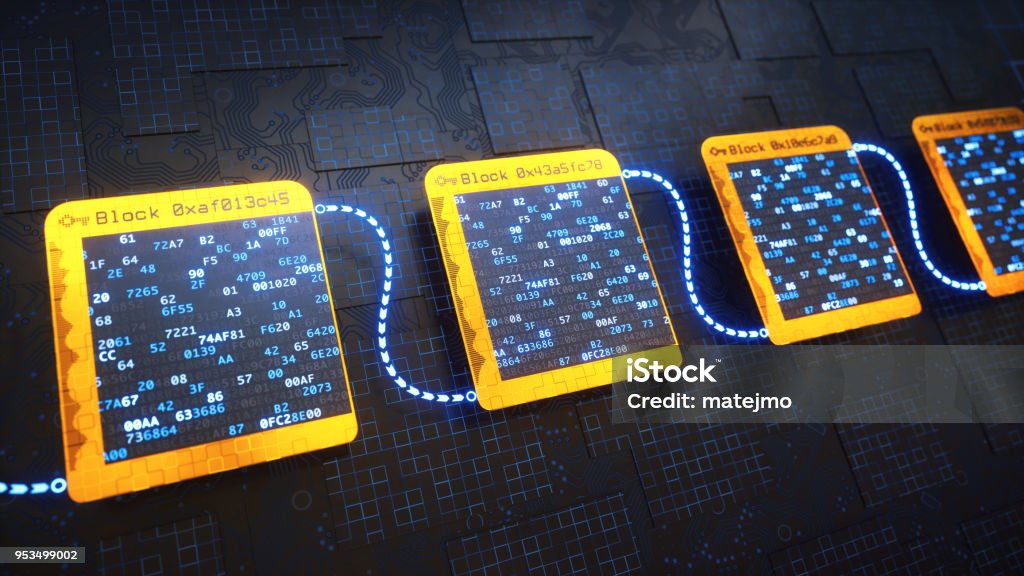 Linear Blockchain Blockchain Technology Linear Structure Stock Photo - Download Image Now ...