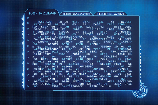 An abstract digital folder with encrypted data written in hexadecimal computer code.

This image represents a conceptual design in the domain of IT, cyberspace, cyber security, global communications or similar industry sectors. The image is a made up 3D concept render.