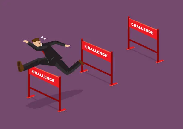Vector illustration of Overcoming Challenges Business Cartoon Vector Illustration
