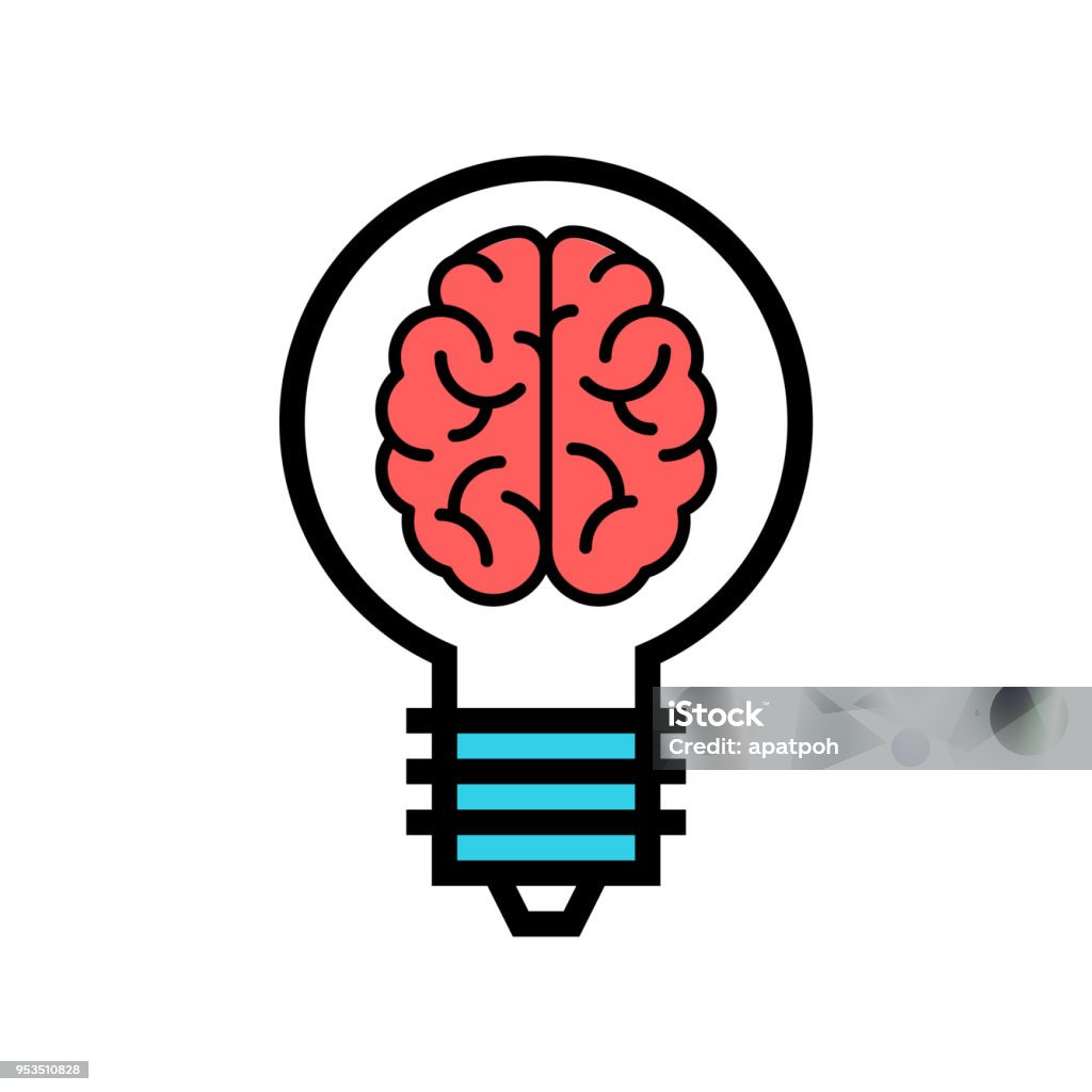 Smart Solution icon. Brain in a Bulb vector. Genial idea illustration. Electric Lamp stock vector