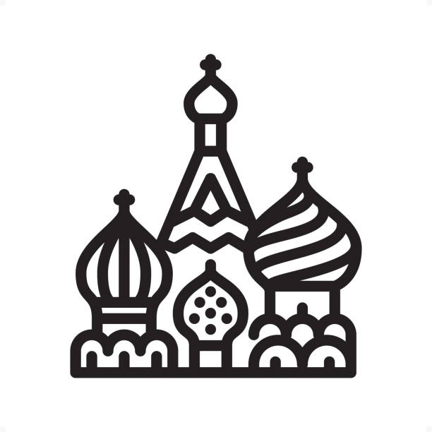 聖ワシリイ大聖堂 - 概要アイコンのピクセル パーフェクトな - kremlin点のイラスト素材／クリップアート素材／マンガ素材／アイコン素材