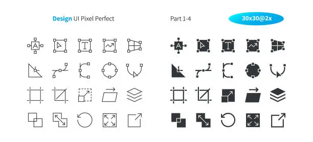 Vector illustration of Graphic Design UI Pixel Perfect Well-crafted Vector Thin Line And Solid Icons 30 2x Grid for Web Graphics and Apps. Simple Minimal Pictogram Part 1-4