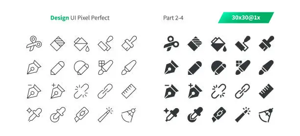 Vector illustration of Graphic Design UI Pixel Perfect Well-crafted Vector Thin Line And Solid Icons 30 1x Grid for Web Graphics and Apps. Simple Minimal Pictogram Part 2-4