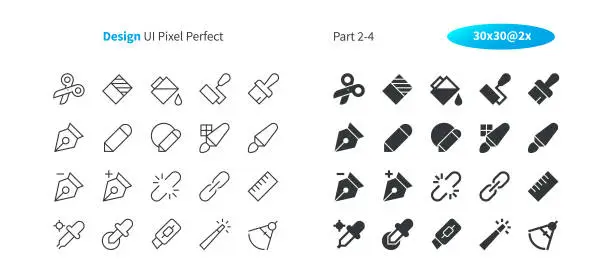 Vector illustration of Graphic Design UI Pixel Perfect Well-crafted Vector Thin Line And Solid Icons 30 2x Grid for Web Graphics and Apps. Simple Minimal Pictogram Part 2-4