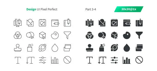 Vector illustration of Graphic Design UI Pixel Perfect Well-crafted Vector Thin Line And Solid Icons 30 1x Grid for Web Graphics and Apps. Simple Minimal Pictogram Part 3-4