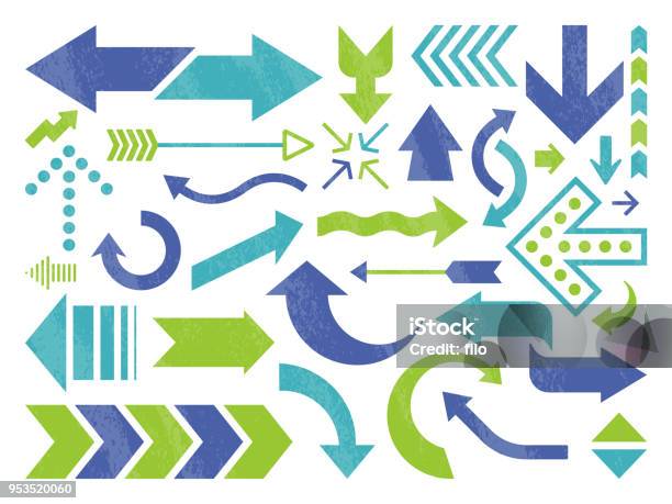 Arrow Symbols And Icons Stock Illustration - Download Image Now - Arrow Symbol, Traffic Arrow Sign, Vector