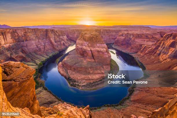 Horseshoe Bend On The Colorado River Stock Photo - Download Image Now - Lake Powell, Canyon, Curve