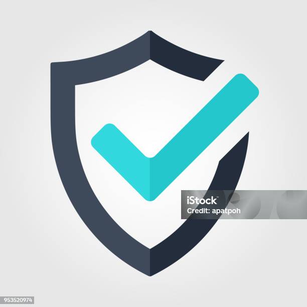 Tick Mark Approved Icon Shield Vector On White Background Stock Illustration - Download Image Now