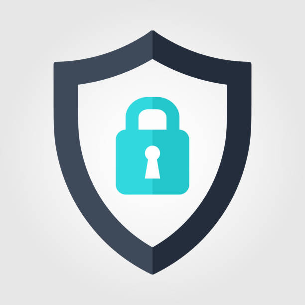 Shield with Lock security icon. Shield security vector. Cyber attacks and Virus protection illustration. Shield with Lock security icon. Shield security vector. Cyber attacks and Virus protection illustration. security staff stock illustrations