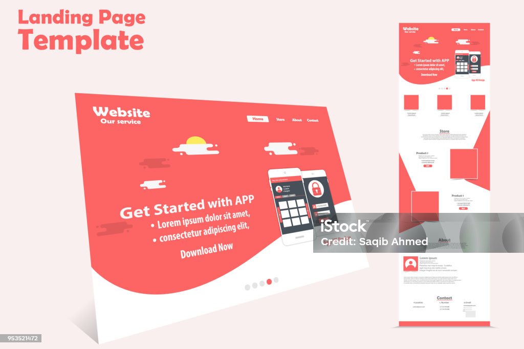 website landing page vector template design Web Page stock vector