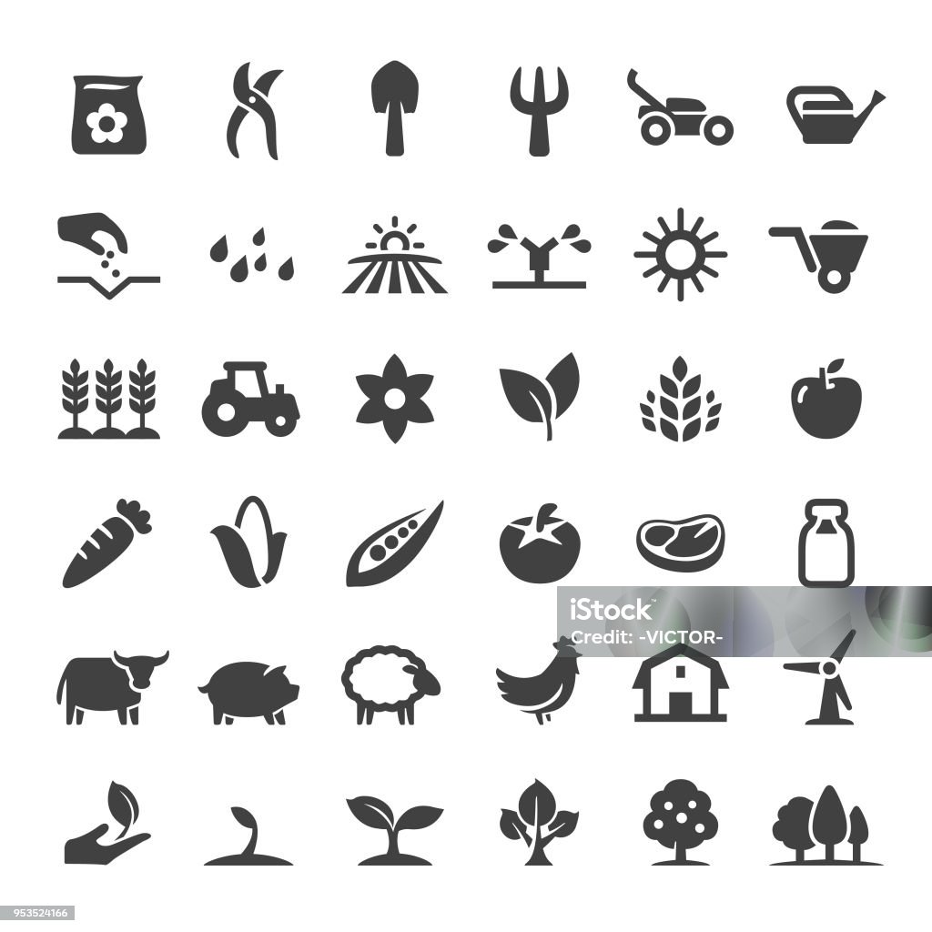 Farm and Agriculture Icons - Big Series Farm, Agriculture, harvesting, growth Agriculture stock vector