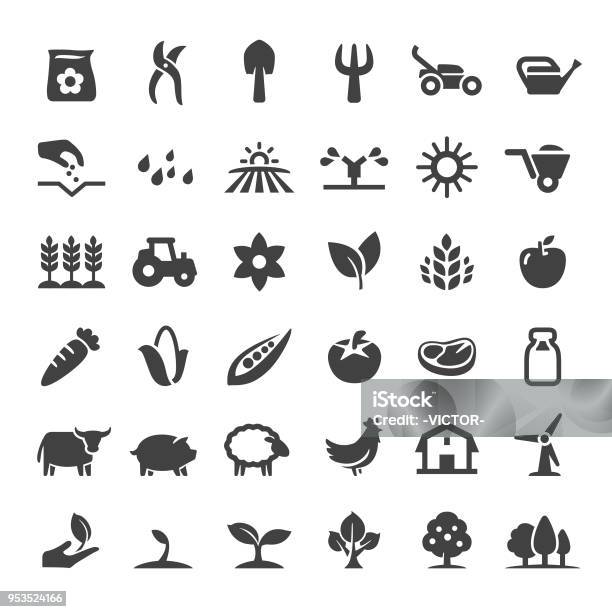 Farm And Agriculture Icons Big Series Stock Illustration - Download Image Now - Agriculture, Farm, Food