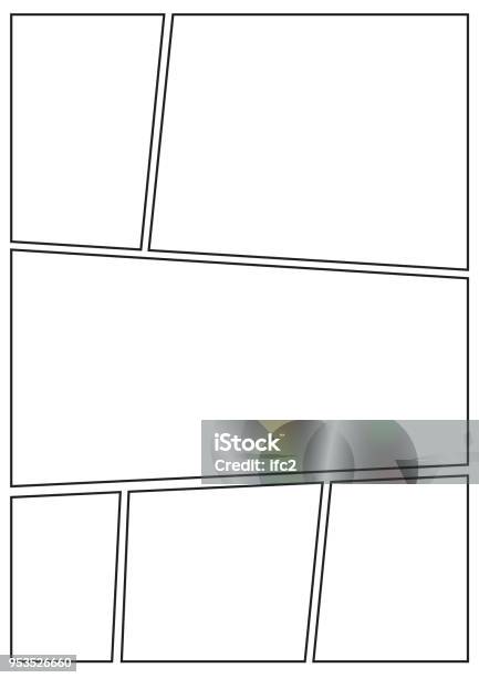 Manga Storyboard Layout Thick Stroke Stock Illustration - Download Image Now - Comic Book, Plank - Timber, Template