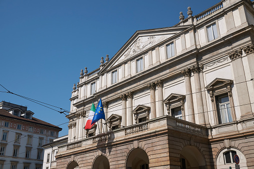 Milan, Italy - April 20, 2018: View of 'La Scala' opera house