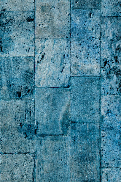 istock Blue Colored Textured Grundgy Stone Concrete Brick Wall 953530092