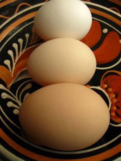 istock Eggs of chicken on a painted plate 953530672