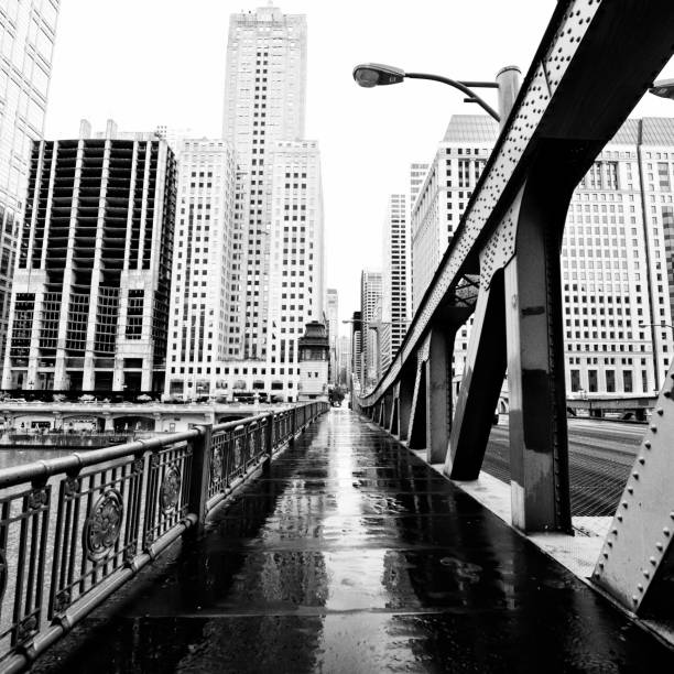 istock Bridge on the River, Downtown Chicago. Black And White. 953537330
