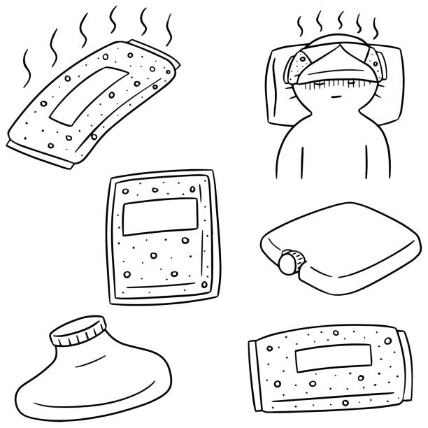 ilustraciones, imágenes clip art, dibujos animados e iconos de stock de paquete de frío - ice pack ice headache bag