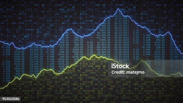 Encrypted Spreadsheet With Financial Figures And Graph Stock Photo - Download Image Now