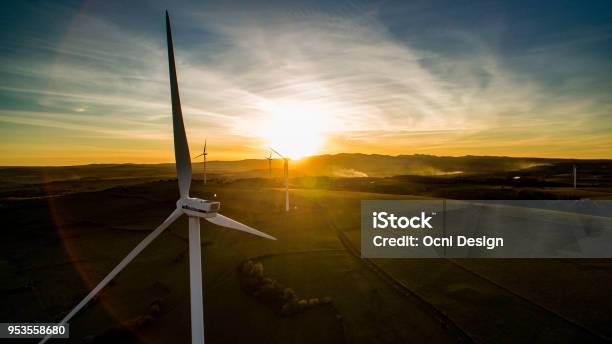 Wind Turbines Stock Photo - Download Image Now - Blue, France, Horizontal