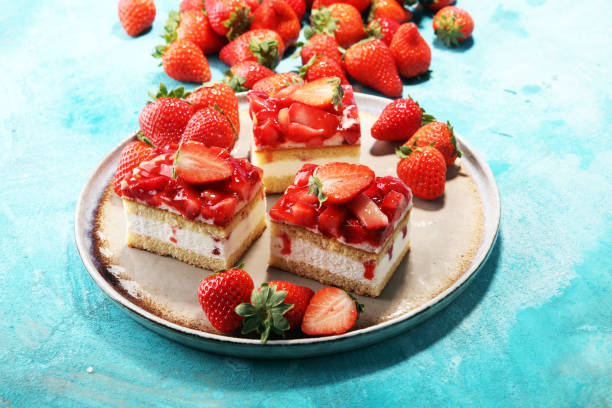 istock strawberry cake with fresh strawberries and whipped cream. 953559172