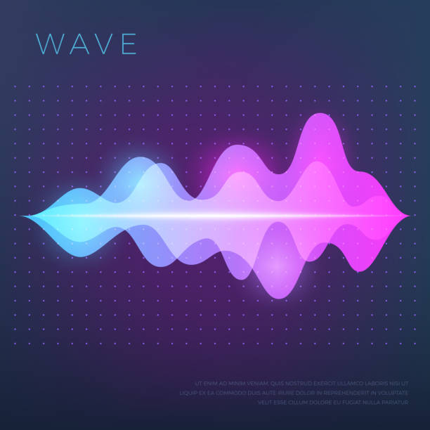 abstraktes vektor hintergrundmusik mit audio wave sound stimme, equalizer wellenform - musik grafiken stock-grafiken, -clipart, -cartoons und -symbole