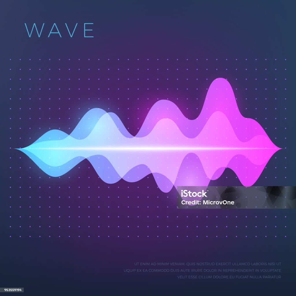 Abstract music vector background with sound voice audio wave, equalizer waveform Abstract music vector background with sound voice audio wave, equalizer waveform. Voice audio, track equalizer sound illustration Sound Wave stock vector