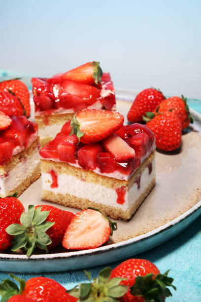 istock strawberry cake with fresh strawberries and whipped cream. 953559238